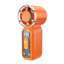 Mini dobíjecí kapesní ventilátor, vysoký výkon, vysokorychlostní turbína, přenosný venkovní (oranžová barva).