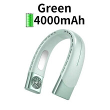 Bärbar nackfläkt - Grön - 6000mAh - USB-laddningsbar - 5 hastigheter - Mått 192x175x60mm