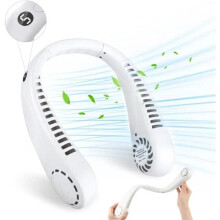 Ventilátor na krk, mini ventilátor bez lopatek, nastavitelný o 360 a 5 rychlostí, přenosný, dobíjecí, 3000 mAh