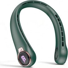 Tyst bärbar nackfläkt, 6000mAh, ultralätt, bladlös, med LED-display, 360 kylning, grön