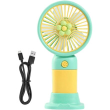 Lille bærbar USB-genopladelig ventilator med stille base til kontor, køkken, hjem, rejser, indendørs og udendørs brug