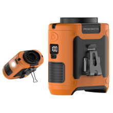 Bærbar udendørsventilator, hængende halsventilator, stærk vind med powerbank - 10000mAh Orange -C