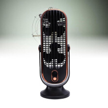 Genopladelig USB-bordventilator – 5-trins børsteløs motor – Stille 30 dB – Sort