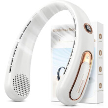 Přenosný ventilátor na krk, dobíjecí USB, baterie 4000 mAh, výdrž 15 hodin, tichý, 3 rychlosti, bílý