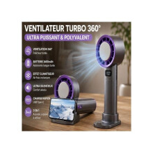 Mini bærbar håndholdt turboventilator med justerbar hastighed, genopladeligt batteri og LED-display til kvinder og mænd, til rejse