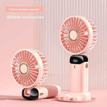 Mini bærbar sammenleggbar nakkevifte, 5-trinns USB-oppladbar vifte - Rosa [B13509]