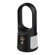 Bladløs tårnventilator - USB-C genopladelig, digitalt display, 6 hastigheder, bærbar - sort 33 x 14,6 cm