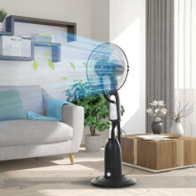 Sokkelventilator med dugfunktion, fjernbetjening, 3 tilstande, 3 hastigheder, timer, 44,5 x 120 cm, sort