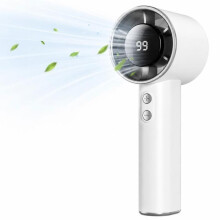 TECHTA Mini bærbar vifte, 3000 mAh USB oppladbar, 1 til 99 hastigheter, LED-skjerm, trådløs, med snor