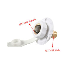 3X RV Water Inlet Connection City Water Fill Inlet Flange Brass with Check Valve RV Water Hose Connector White