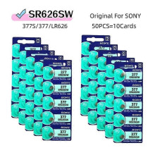 ((SO)50PCS 377) Original for SONY 377 SR626SW Battery High Capacity Silver Oxide 1.55V Claw Coin Cell Batteries