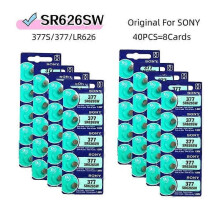 ((SO)40PCS 377) Original for SONY 377 SR626SW Battery High Capacity Silver Oxide 1.55V Claw Coin Cell Batteries