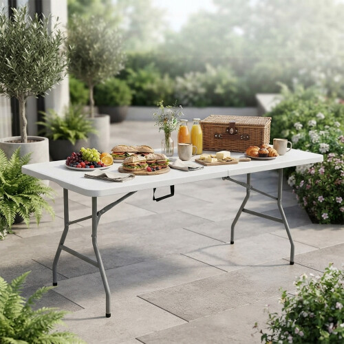 ALIVIO 6FT FOLDING TABLE TRESTLE PICNIC CAMPING BBQ PARTY HEAVY DUTY