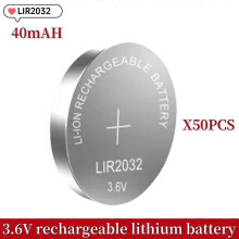 (50PCS LIR2032(ONE)) 2-50PCS LIR2032 Rechargeable Lithium Battery 2032 Charging Can Replace 3.6v 40mAH CR2032 for Clock
