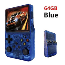 (Blue 64GB) Retro R36S Handheld Video Game Console 3.5 Inch IPS Screen Portable Pocket Player with 128GB Preloaded S