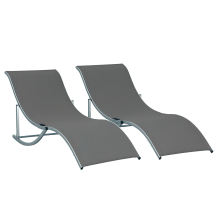 Set 2 Tumbonas Plegable Gris 165 x 61 x 63 cm