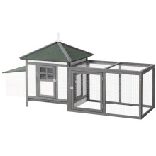 Gallinero de Madera Gris 196 x 76 x 97 cm