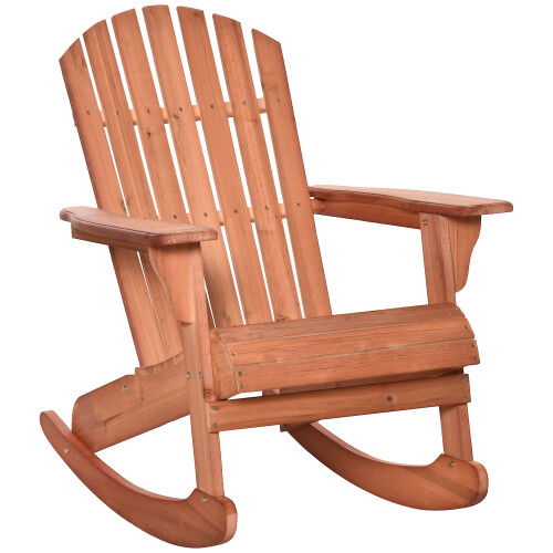 Outsunny Sillón Mecedora de Madera Marrón 77 x 94 x 97 cm