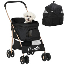 Cochecito para Mascota Negro 82 x 49.5 x 98 cm