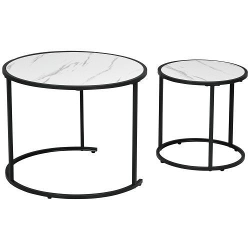 Homcom Set 2 Mesas Auxiliare Blanco 60 x 60 x 46 cm