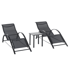 Set 2 Tumbonas Jardín Negro 59 x 169 x 66 cm
