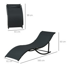 Set 2 Tumbonas Plegable Negro 165 x 61 x 63 cm