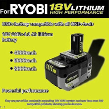 (18V Color 8.0Ah) For RYOBI ONE+ High Performance Lithium Battery 18V Low Self-Discharge, Suitable for All ONE+ Tools P10