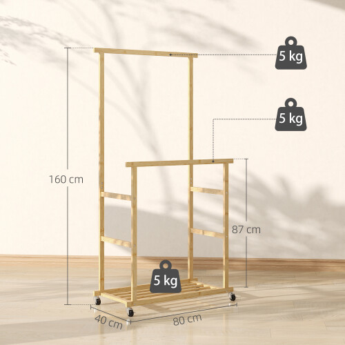 Homcom Perchero Marrón 80 x 40 x 160 cm