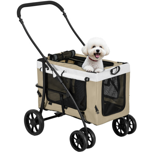 PawHut Carrito para Perro Marrón 81 x 58 x 97.5 cm