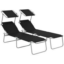 Tumbonas Plegable Negro 187 x 58 x 36 cm