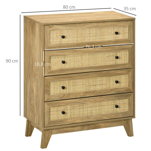 Homcom Cómoda con Cajone Marrón 80 x 35 x 95 cm 2