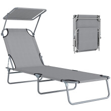 Tumbona Plegable Gris 187 x 58 x 36 cm
