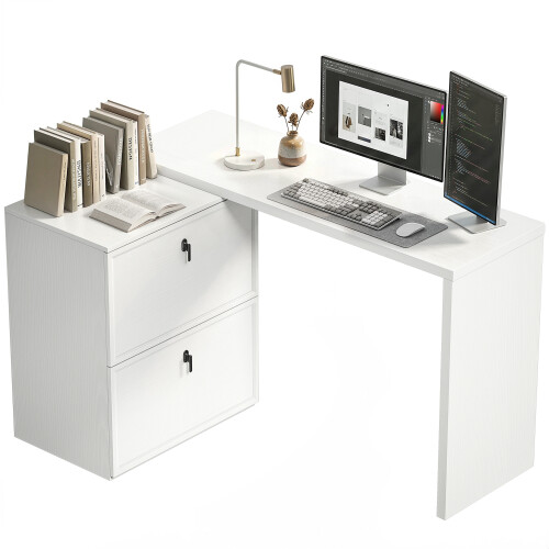 Homcom Escritorio Reversible Blanco 163 x 39 x 75 cm