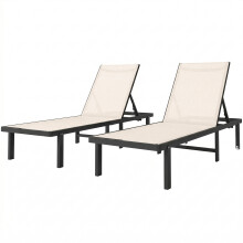 Conjunto de Tumbona Beige 190 x 62 x 88 cm