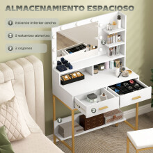 Tocador de Maquillaje Blanco 80 x 40 x 138 cm