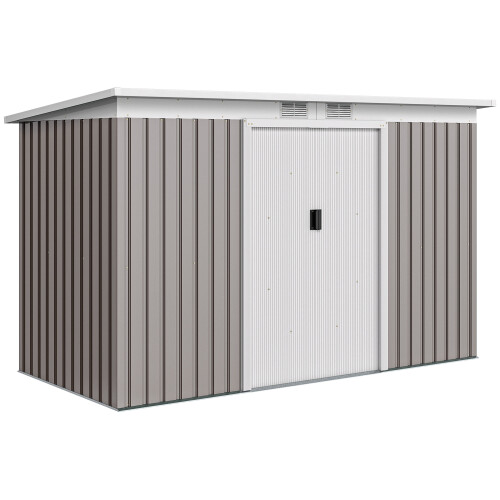Outsunny Cobertizo de Jardín Gris 280 x 130 x 172 cm