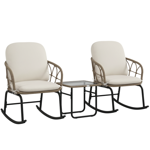Outsunny Conjunto de Mecedora Beige 63 x 82 x 75 cm