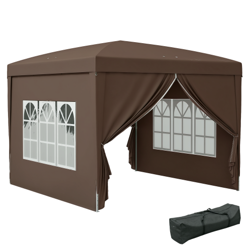 Outsunny Carpa Plegable Marrón 295 x 295 x 258 cm