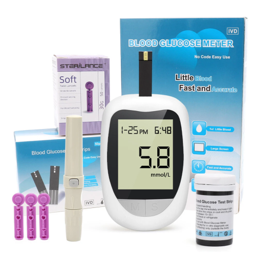 Blood Glucose Monitors Blood Sugar Meter Glucometer Machine Code Free Diabetes Test Kit with 50 Strips Lancets