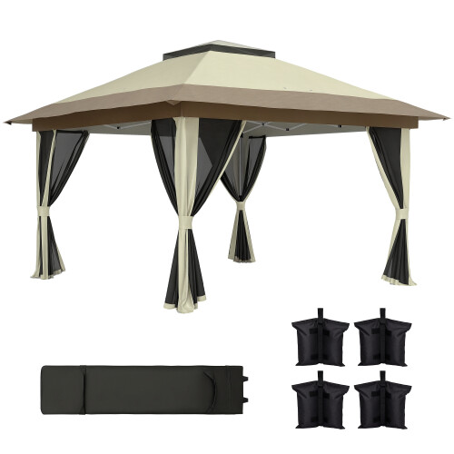 Outsunny Carpa Plegable Beige 356 x 356 x 280 cm