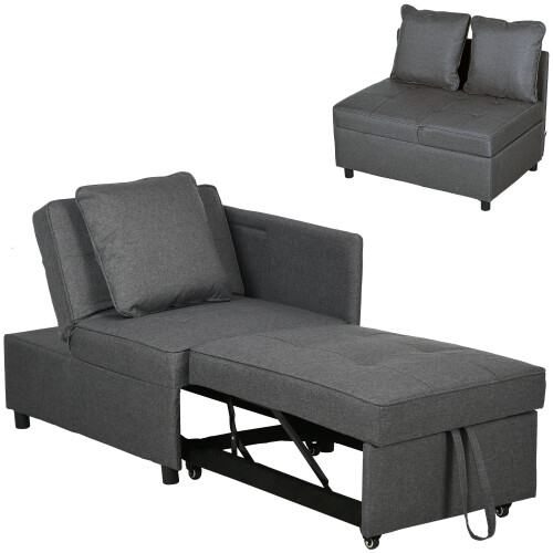 Homcom Sofá Cama Individual Gris 98 x 71 x 82 cm