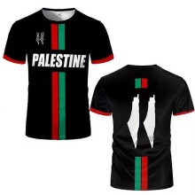 (EXC04H20252011W Size L) Palestine Football T-shirts Summer Fashion Short Sleeve Palestinian Flag 3D Print T-shirts Casual O-neck