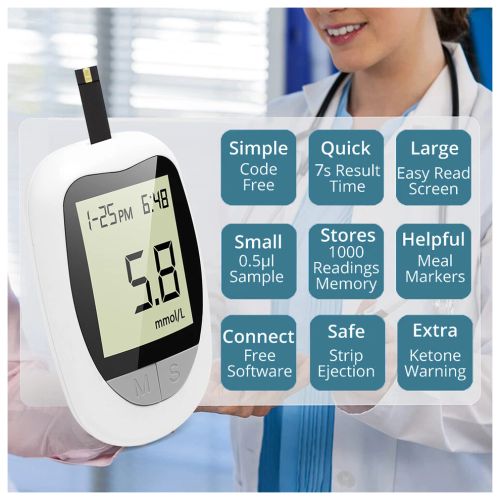 Blood Glucose Monitors Blood Sugar Meter Glucometer Machine Code Free Diabetes Test Kit with 50 Strips Lancets 2