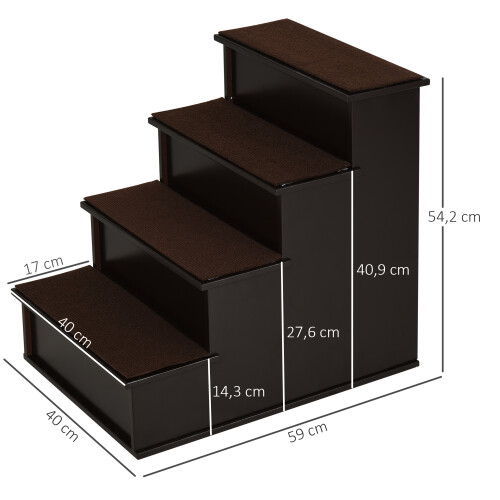 PawHut Escalera para Perro Marrón 40 x 59 x 54.2 cm 2