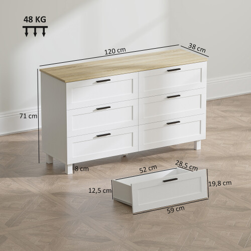 Homcom Cómoda Blanco 120 x 38 x 71 cm 2