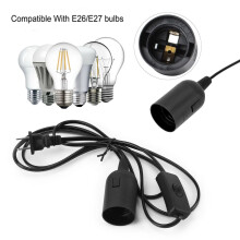 LED-sokkel forlengelsesledning E26/E27 1,8 m svart med bryter