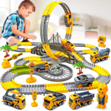 (208Track set) Kids Magic Climbing Course Toy Engineering Car Children Educational Toys Track Car Train Toys For B