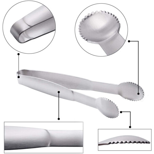 Conjunto de 4 mini pinças de servir em aço inoxidável de 10 cm (3,94 polegadas). 2