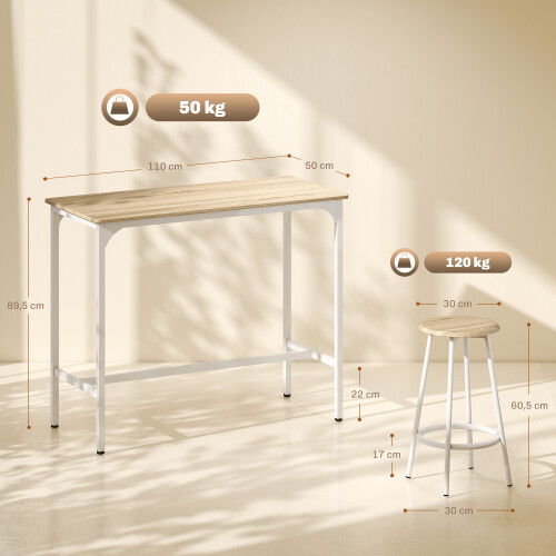Homcom Muebles de Bar Marrón 110 x 50 x 89.5 cm 2