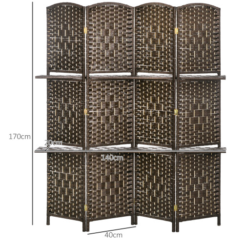 Homcom Biombo Marrón 160 x 1.6 x 170 cm 2